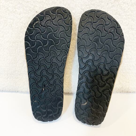 Papillio Birkenstock Tassle Slide On Loafer Worn In 38 Rare Tan Taupe Boho - Picture 6 of 6